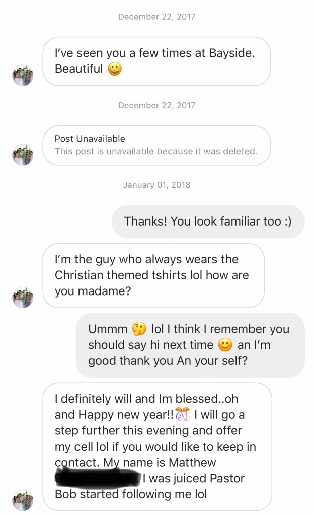 Screen Shot of Direct Messages from Matthew 